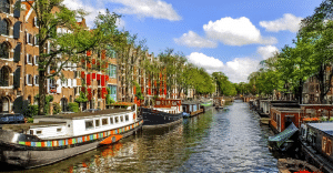 Amsterdam-canals-photo-taken-whilst-travelling-Europe-on-a-UK-Gap-Year