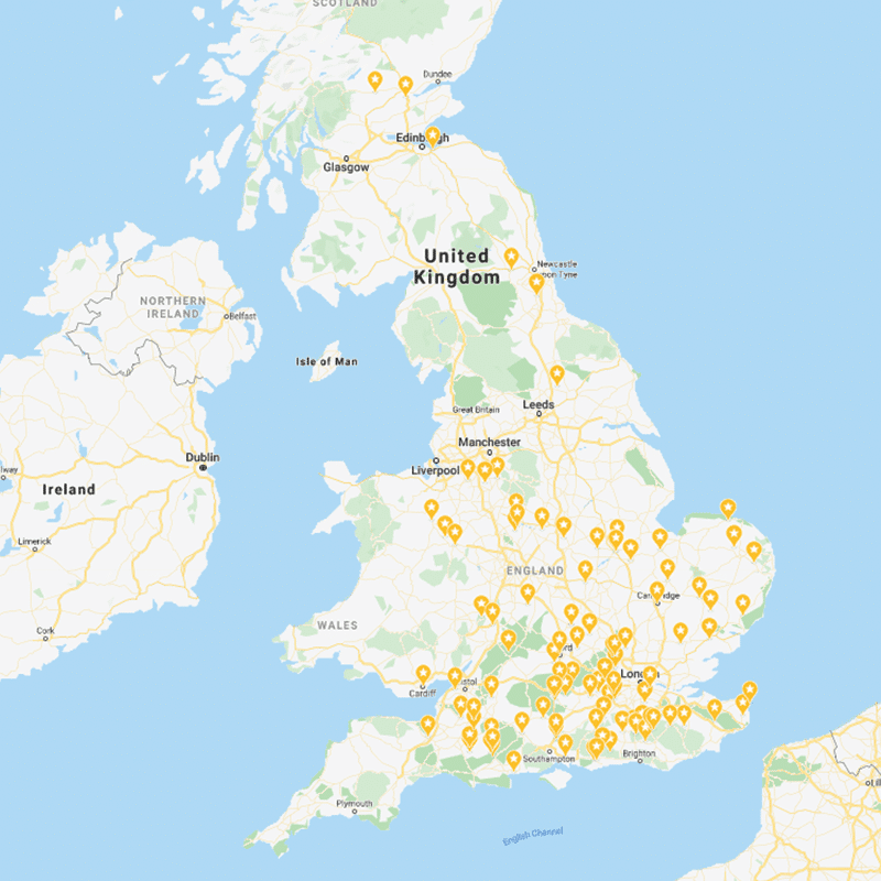 GAP UK Locations Map